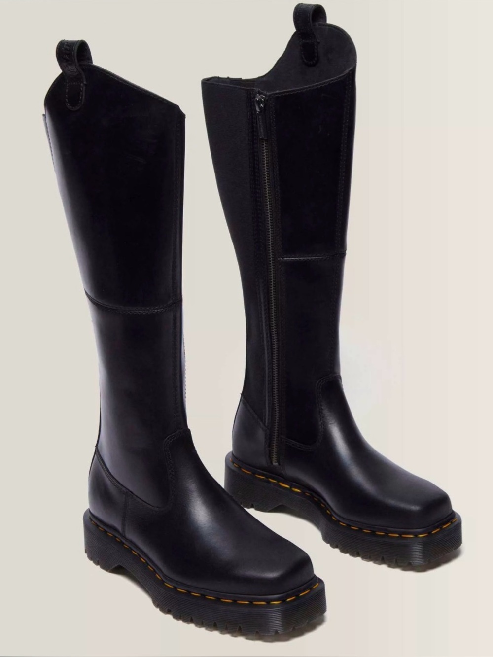 Dr. Marten Amaayah Knee High Leather Riding Boots, Size 9 US (Black)